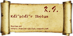 Káplár Ibolya névjegykártya